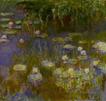  amarillo Lienzo - Nenúfares amarillos y lilas Claude Monet